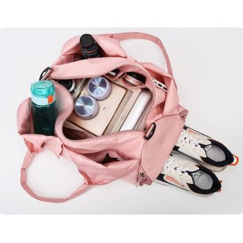 Pink Stylish Women's Travel Bag - Large-Capacity Fitness & Yoga Bag with Separate Shoe Compartment