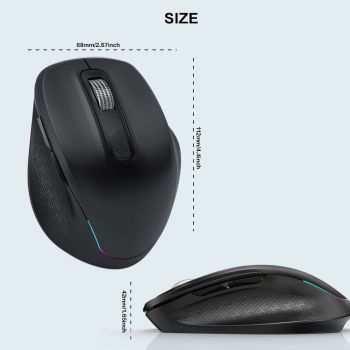 Ergonomic 2.4G Wireless & Bluetooth Dual Mode RGB Backlit Mouse with Type-C Charging - Silent Click for Laptop PC