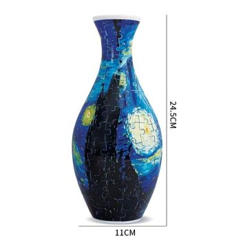 3D Puzzle Vase 160 Piece DIY Flower Vase Kit - Starry Sky Art, Reusable Inner Water Cup, Stable Decorative Display for Home, Office and Gift Giving
