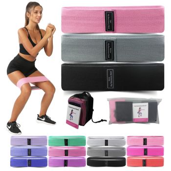 Purple Colour Scheme Fabric Resistance Bands Set - 3 Levels Non-Slip Hip Bands for Strength Training