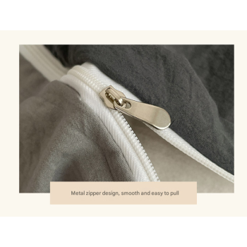 Light-grey Solid Color Solid Color Solid Color 1.5m Bed Fitted Sheet Set with 200x230cm Duvet Cover - 4-Piece Bedding Set