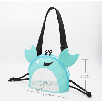 3 PCS Green Cute Crab Mesh Beach Bag for Kids - Shell Collecting Sand Toy Bag for Toddlers