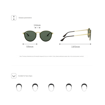 Gold Frame Ink Green Round Sunglasses - Classic Retro Unisex Sunglasses for Driving & Everyday Wear