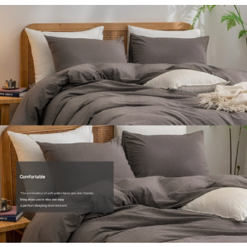 Yellow-pink 1.8m (Duvet Cover 180*220cm) Luxurious Soft Brushed Microfiber 4-Piece Bedding Set - Pure Color Double Bed Duvet Cover with Fitted Sheet