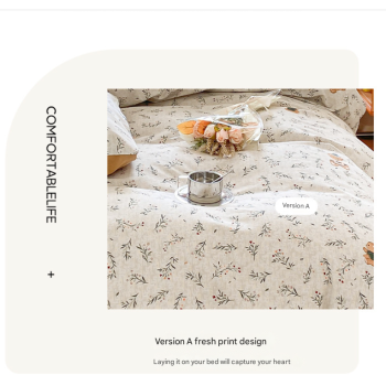 Striped Checkered Pattern Thick Brushed Cotton 4-Piece Bed Sheet Set (1.5m Bed) - Fits 200x230cm Duvet