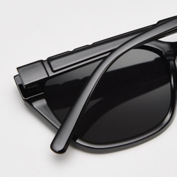Transparent Gray All Gray Retro Small Frame Sunglasses - Black - UV Protection