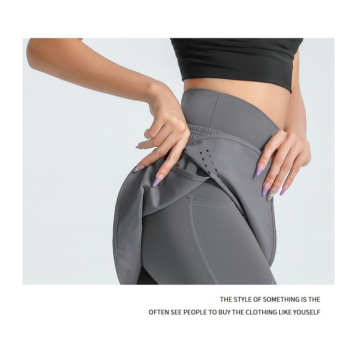 XXL Grey Women's High-Waist Athletic Skort with Built-In Shorts - Breathable Quick-Dry Running Skirt with Phone Pocket