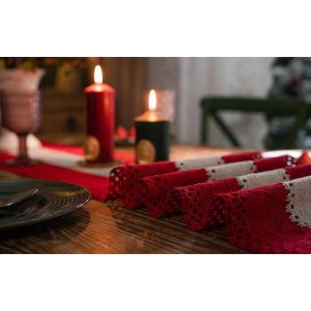 Red-white Vintage-Inspired Chinese Table Runner with Retro Ambiance - 30x200cm New Style Tea Flag for TV Cabinet and Festival Decor