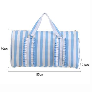 Pink Travel Bag with Large Capacity - Stylish Striped Backpack for Short Trips, 40x28x10cm