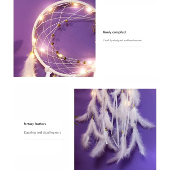 Pink With light 2 PCS Mystic Moon Dreamcatcher Wind Chime Pendant - Elegant Lunar Design with Soothing Tones