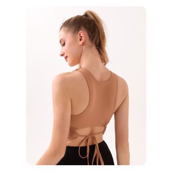 Purple Summer Elastic Running Sports Vest with Padded Bra, Sleeveless Yoga Tank Top - M Size