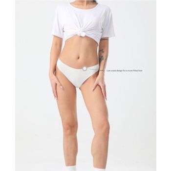 Light Grey 4 pcs High-Waisted Cotton Bikini Briefs for Women, Slim Fit & Comfortable L Size