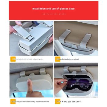 Grey Car Visor Sunglasses Holder | Compact and Durable Storage for Eyewear in Your Car