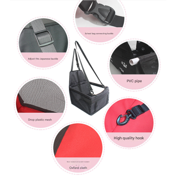 Pink bone print Portable Pet Car Seat for Dogs and Cats - Adjustable Car Seat Cover, Pet Travel Car Carrier with Safety Belt