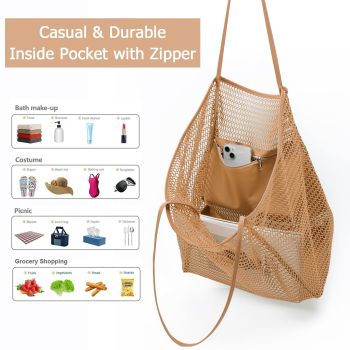 2 pcs Black Casual Mesh Tote Bag - Shoulder Bag for Beach & Travel 35x17x37cm