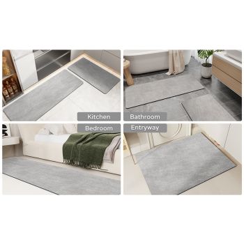 Black and white geometric pattern Quick-Dry Absorbent Non-Slip Bath Rug for Bathroom, Kitchen & Entryway 60x90cm