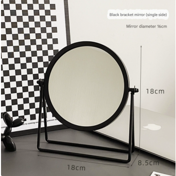 Black Rotating Tabletop Makeup Mirror - 360º  Swivel Vanity Mirror for Bedroom & Desk