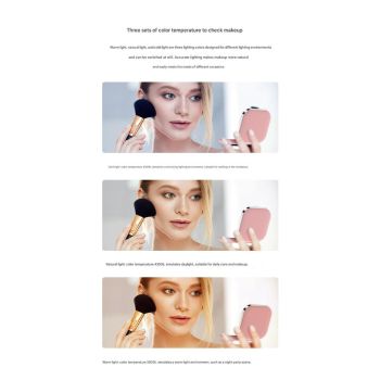 White LED Makeup Mirror with Light - Portable Folding USB Rechargeable Compact Mirror with 3 Color Lighting