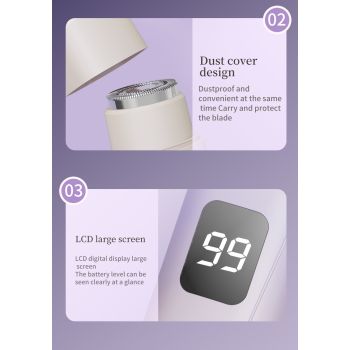 Gradient pink Women's Multifunctional Electric Shaver - Type-C Rechargeable Hair Remover with Display