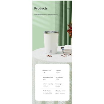 White Portable Automatic Mixing Coffee Cup - Stainless Steel Magnetic Stirrer(handle stlye)