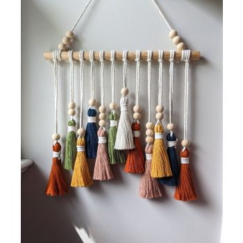 Colorful Tassel Wall Hanging-Wooden Beads Boho Tapestry Home Decor