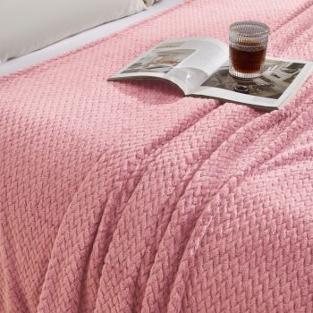 Dark Grey Soft Flannel Jacquard Throw Blanket - Cozy Sofa & Bed Cover, Air Conditioning Blanket, 50 x 60 Inches, Elegant Solid Color