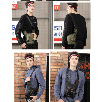 Black Rugged Polyester Waist Pack - Stylish, Multi-Compartment Crossbody Bag for Outdoor Adventures