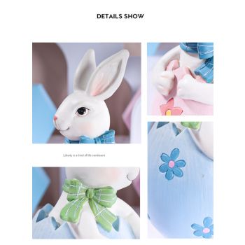 Blue Easter Rabbit Egg Resin Decoration - Charming Festive Gift for Kids' Rooms and Holidays