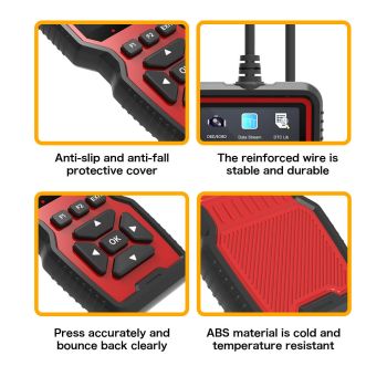 Black and Red OBD2 Scanner Car Diagnostic Tool - Engine Fault Code Reader
