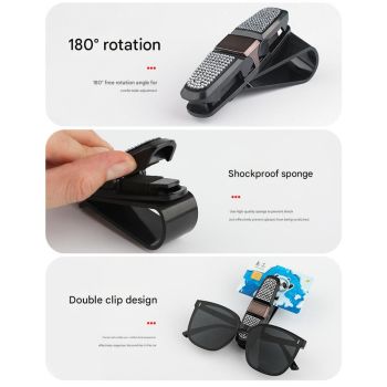 6 Pcs Light Blue Luxury Rhinestone Car Sun Visor Glasses Clip - Multi-Functional, 180° Rotatable, ABS Material