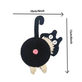4 Pcs Pink And Grey Cute Cat Butt Knitted Coaster - Lightweight Crochet Drink Mat, 15x10cm