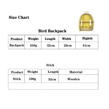 Yellow Stylish Transparent PVC Pet Carrier Backpack - Large Capacity, Multi-Use for Birds & Cats(Including Wooden Stick)