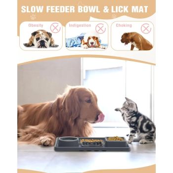 Green Multi-Functional Pet Slow Feeder Lick Mat - Durable Food-Grade Silicone Anti-Bite Bowl for Dogs