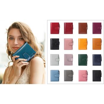Beige Premium Genuine Leather RFID Blocking Women's Wallet - Lightweight, Multi-Functional, and Stylish