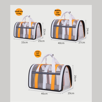 Size L Light Green And White Foldable Pet Carrier Bag - Lightweight, Breathable, and Spacious for All Seasons