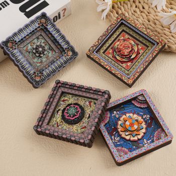 2-PCS 3D Wooden Fridge Magnet - Dunhuang Art Style, Creative Gift (Style 5)