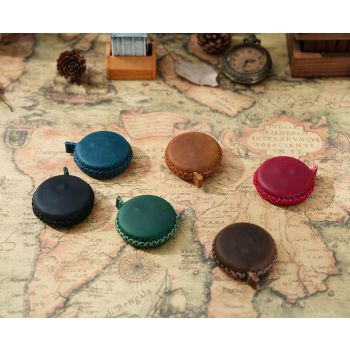 2 PCS Coffee Hand-Stitched Leather Tape Measure - Compact & Stylish Measuring Tool