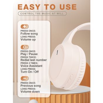 Khaki Over-Ear Wireless Headphones - Immersive Sound, 360° Surround Sound