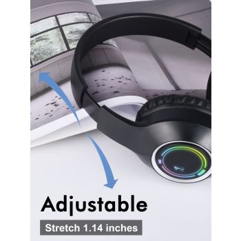 Beige Bluetooth 5.2 Headphones - Foldable, Adjustable Headband, TF Card