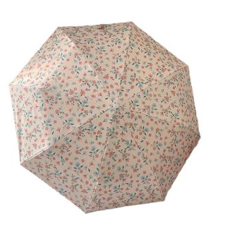 Little Red Flower Mini 5-Fold Umbrella - Portable, Anti-UV, Black Glue Coating