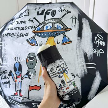 Alien Flower Mini 5-Fold Umbrella - Portable, Anti-UV, Black Glue Coating