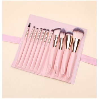 Pink 11 Pcs Makeup Brush Set - Complete Brush Kit with Travel Case