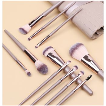 Champagne 11 Pcs Makeup Brush Set - Complete Brush Kit with Travel Case