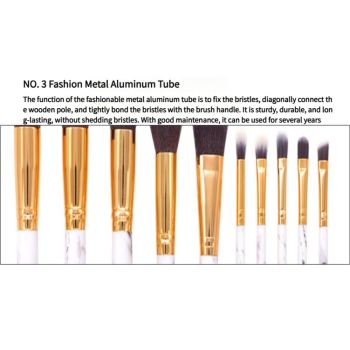 Barrel White Marble Makeup Brush Collection - 10 brushes for face, eyes and lips