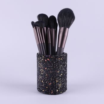 Modern Gray (Brush + Bucket) 10 Piece Face Eye Makeup Brush Set - Premium Makeup Blending Brushes