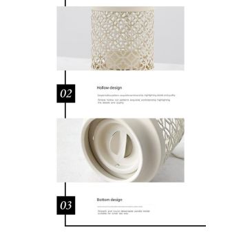 White Vintage Style Candle Lantern - Iron Tabletop Centerpiece for Home Decor