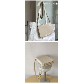 White Minimalist Flap Shoulder Bag-Elegant Women's Double-Layer Crossbody