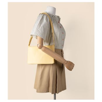 Yellow Minimalist Flap Shoulder Bag-Elegant Women's Double-Layer Crossbody