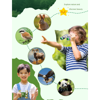 Greenish White Mini Pocket Binoculars - 8x21 High Power Colorful Binoculars for Kids