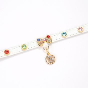 2-PCS Sparkling Rhinestone Bow Cat Collar - Adorable & Safe Pet Collar XS